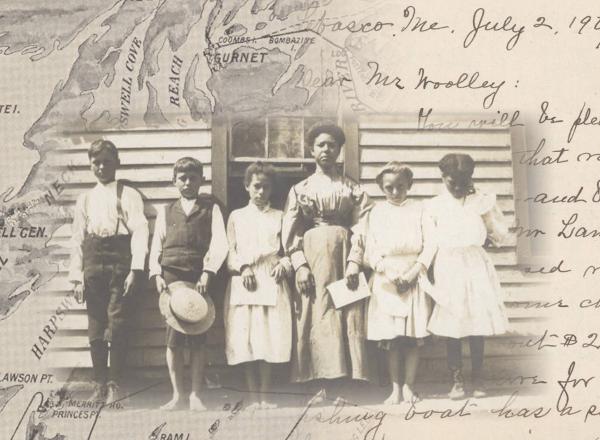 Students standing on a porch